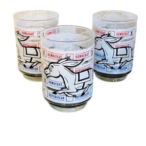 Vintage Libbey Democrat Glasses-Set of 3-Donkey